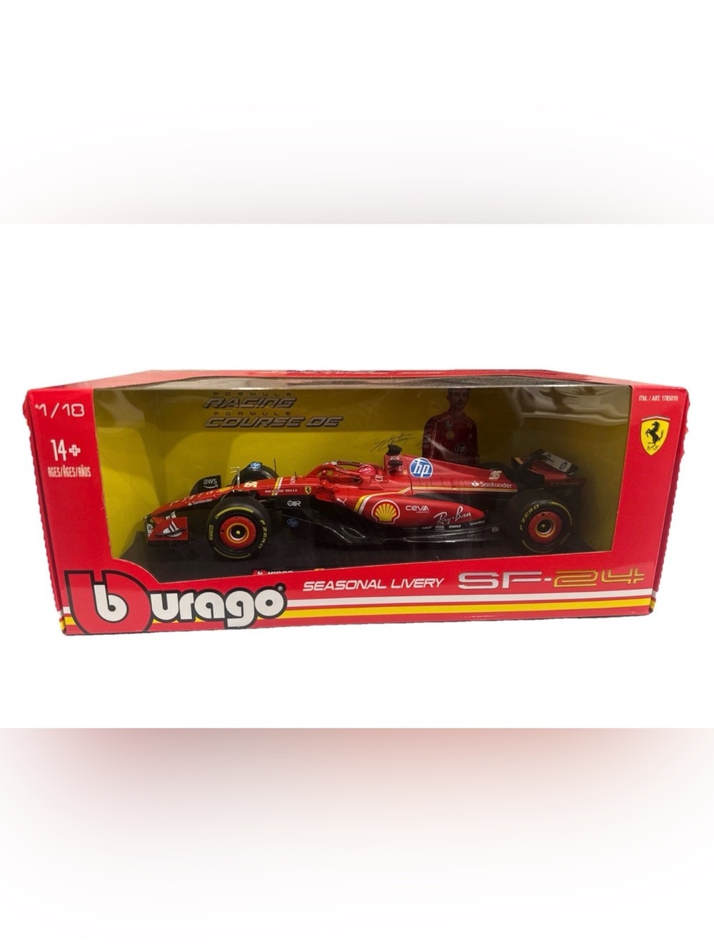 Bburago Ferrari SF-24 Formula 1 model featuring Charles Leclerc’s #16 car